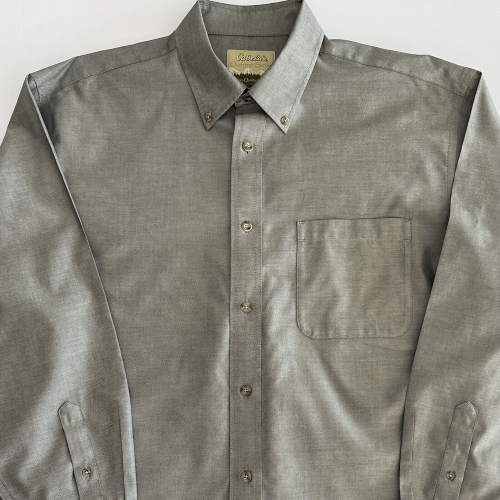 Cabela's Outfitter Series Mens Long Sleeve Button Down Shirt - Size L - Gray - Picture 2 of 8
